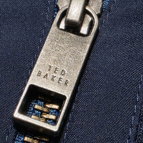 TED BAKER London Quilted Herringbone Full Zip Bomber Jacker Navy Mens EU 6 XXL - Picture 5 of 11